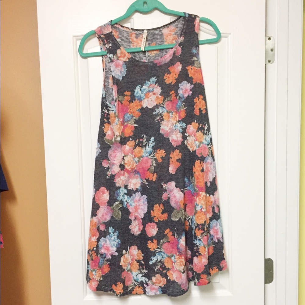 Charcoal fall floral Tunic/Dress